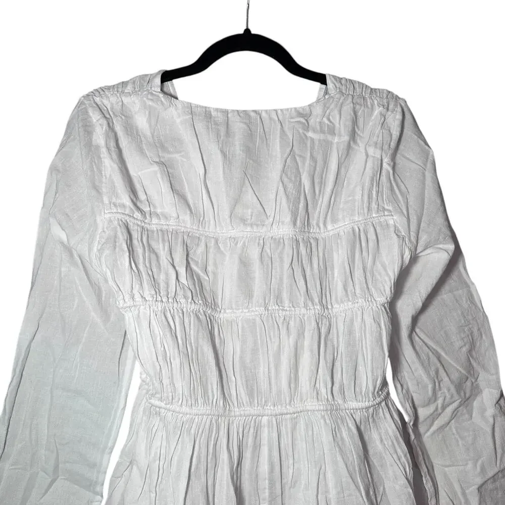 j.crew tiered tie-front dress in beach cotton white ca803 women size xsmall - Picture 5 of 8
